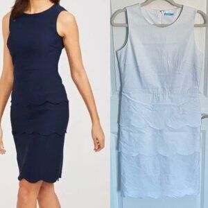J. McLaughlin Providence White Scalloped Tiered Sleeveless Sheath Dress 35319